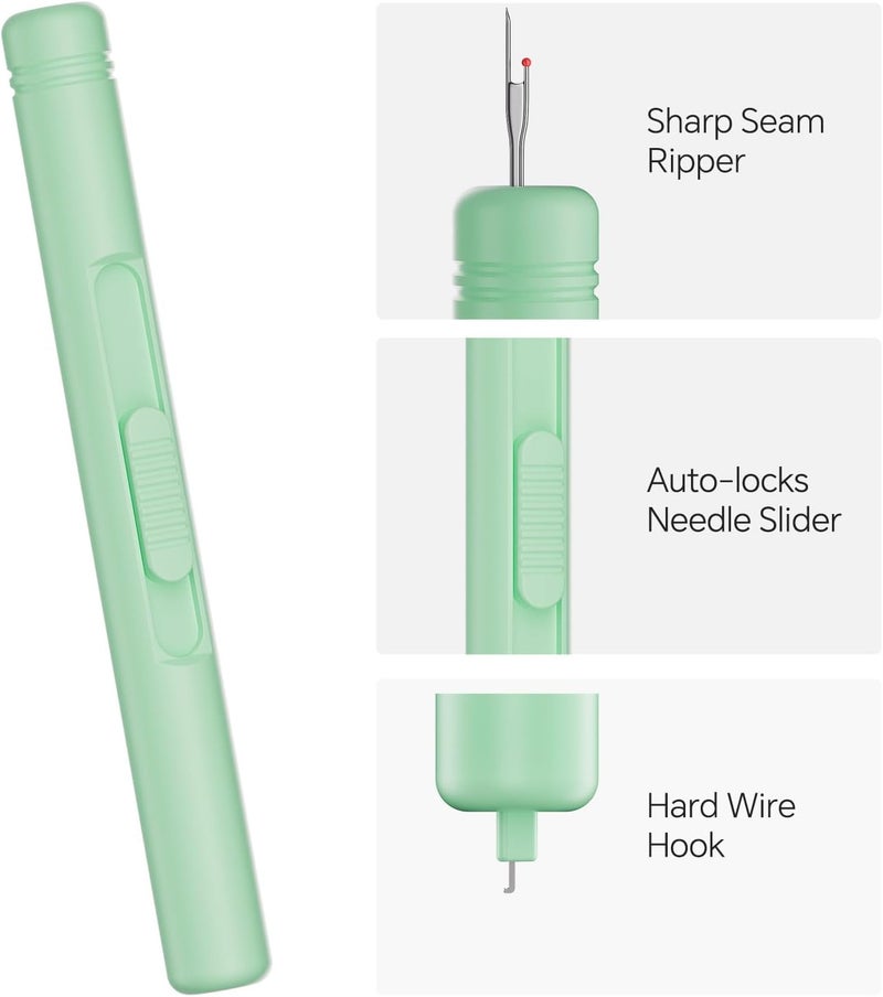 QinYj 2 in 1 Automatic Needle Threaders Seam Ripper Sewing Tools Family Life Sewing Tools Seam Rippers Telescopic Safety Threading Device - Image 2